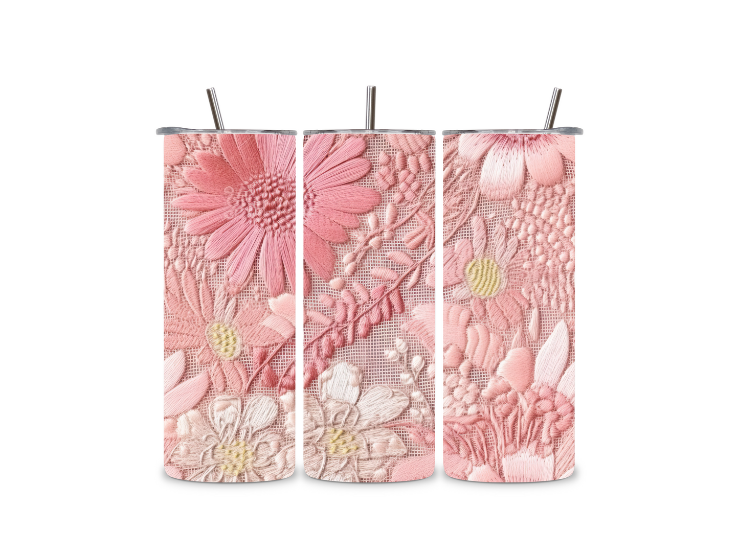 Pink Flowers 3D Tumbler: Sip in Style!