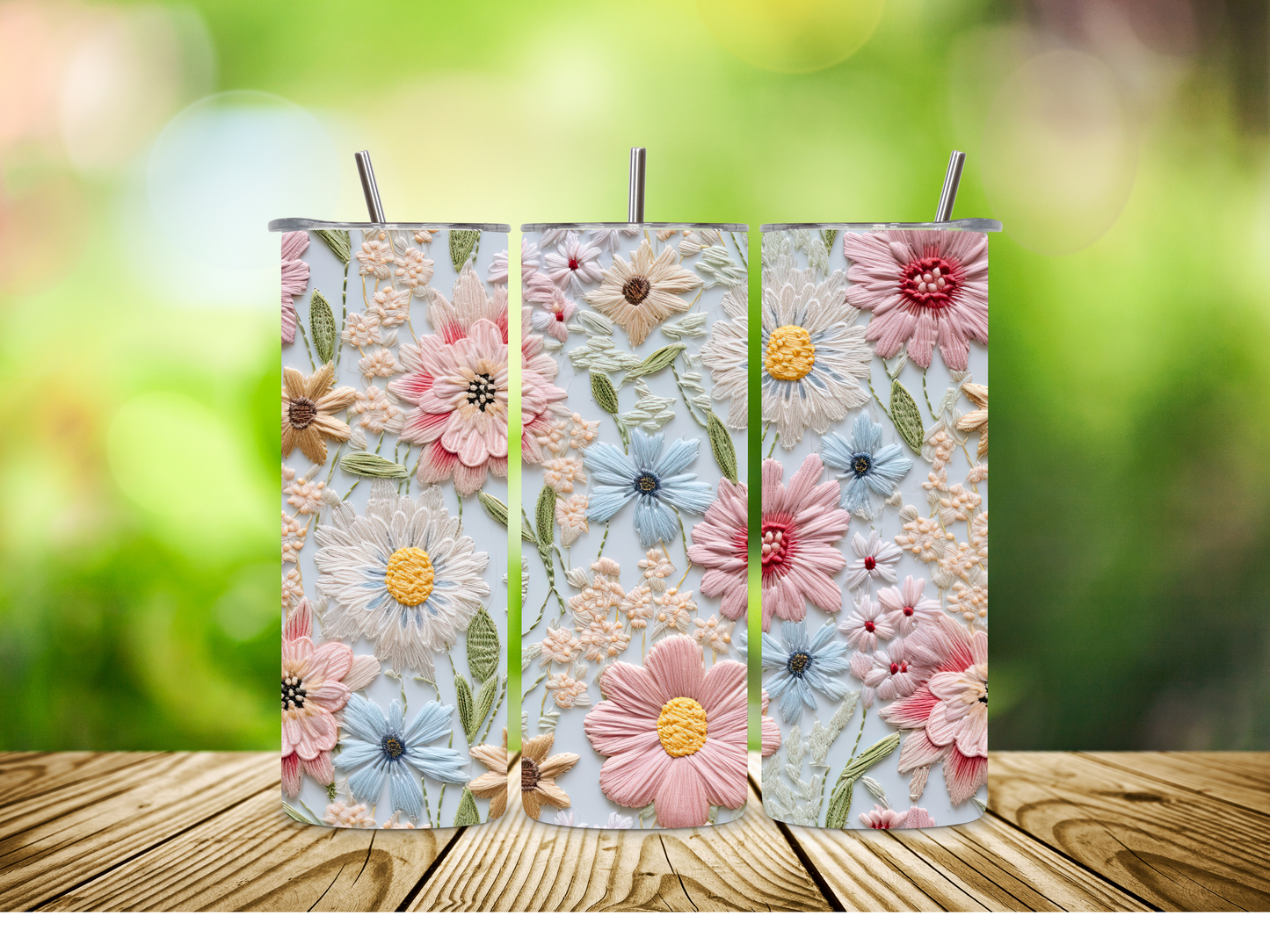 Textured Spring Flowers Tumbler: Sip in Style!