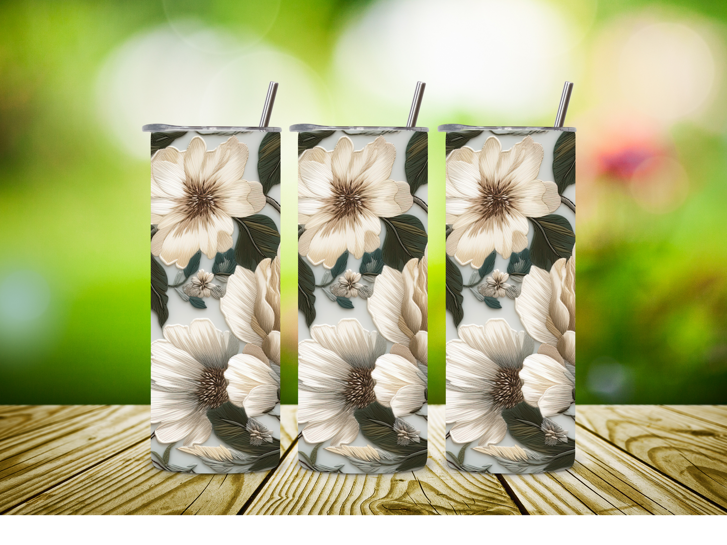 Magnolia Blooms 3D Tumbler: Sip in Style!