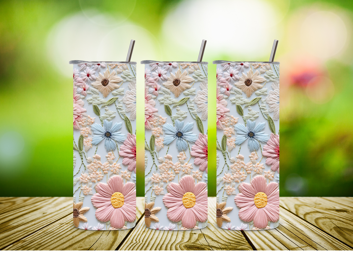 Textured Spring Flowers Tumbler: Sip in Style!