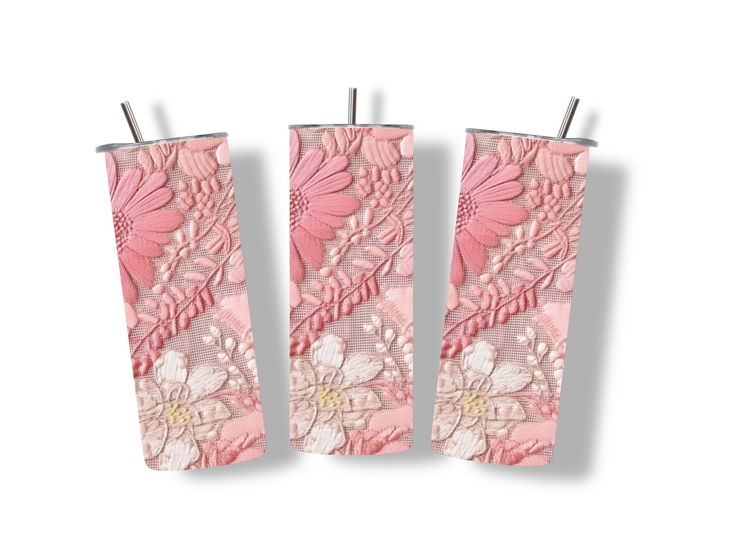 Pink Flowers 3D Tumbler: Sip in Style!