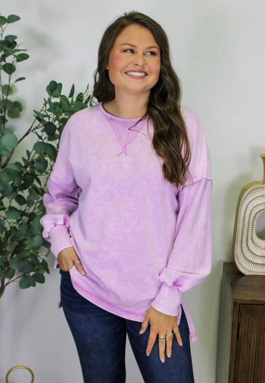 Purple Mineral Wash Long Sleeve Tee