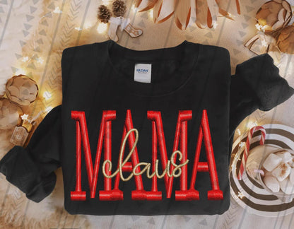 Mama Claus Faux Embroidery Sweatshirt