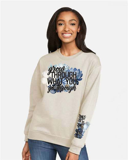 Women's inspirational graphic sweatshirt front and sleeve