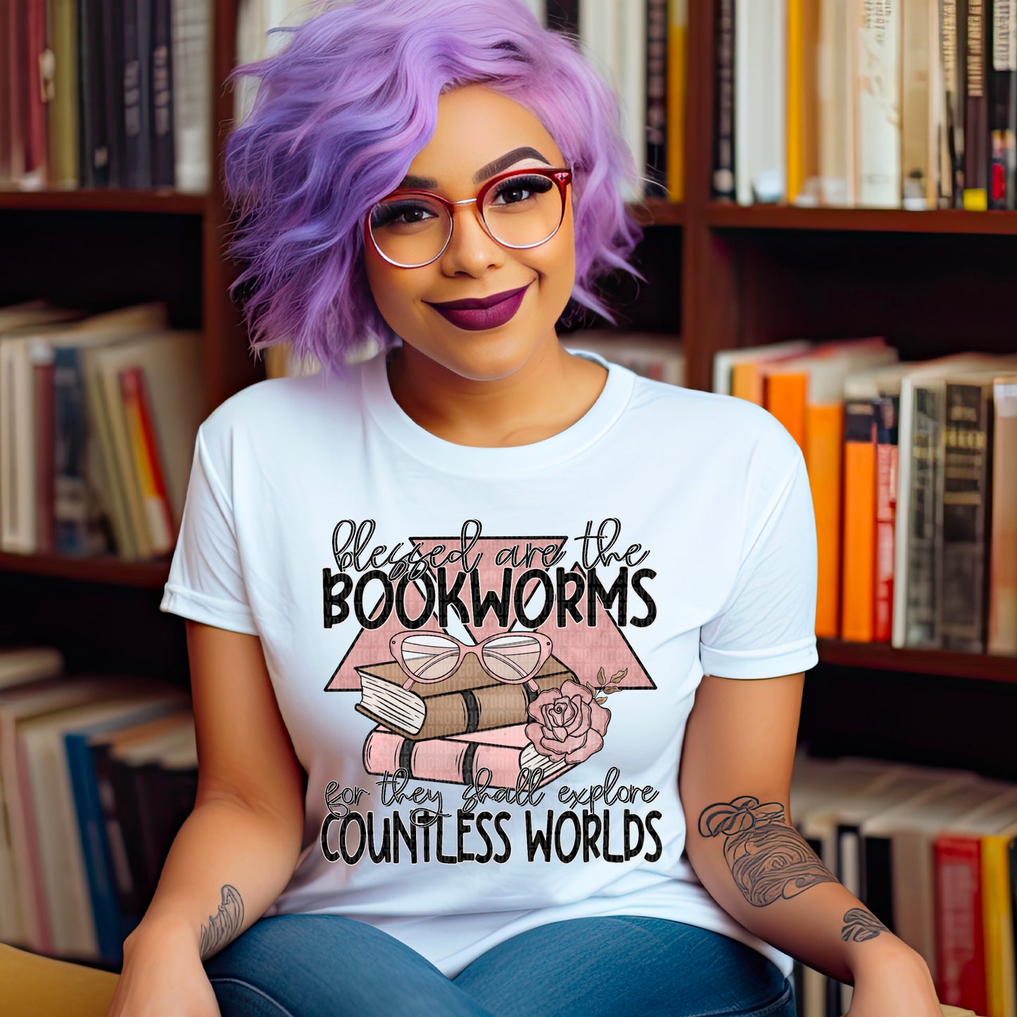 Blessed Bookworm Tee: Boho Colors for Literary Souls