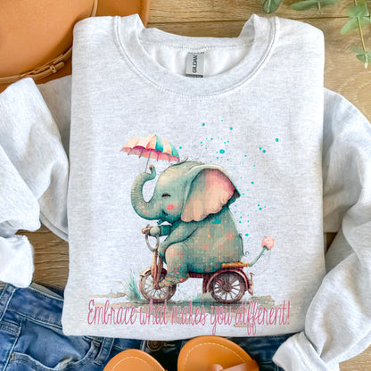 Children's Cute Elephant Tee in Gildan Soft Style, Matching Adult size