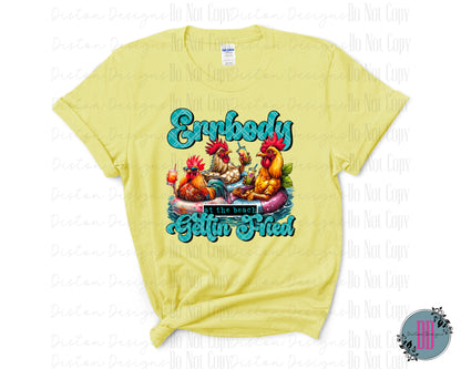 Errbody Gettin Fried, Funny Chicken T-shirt, Chicken Party Animals Tee