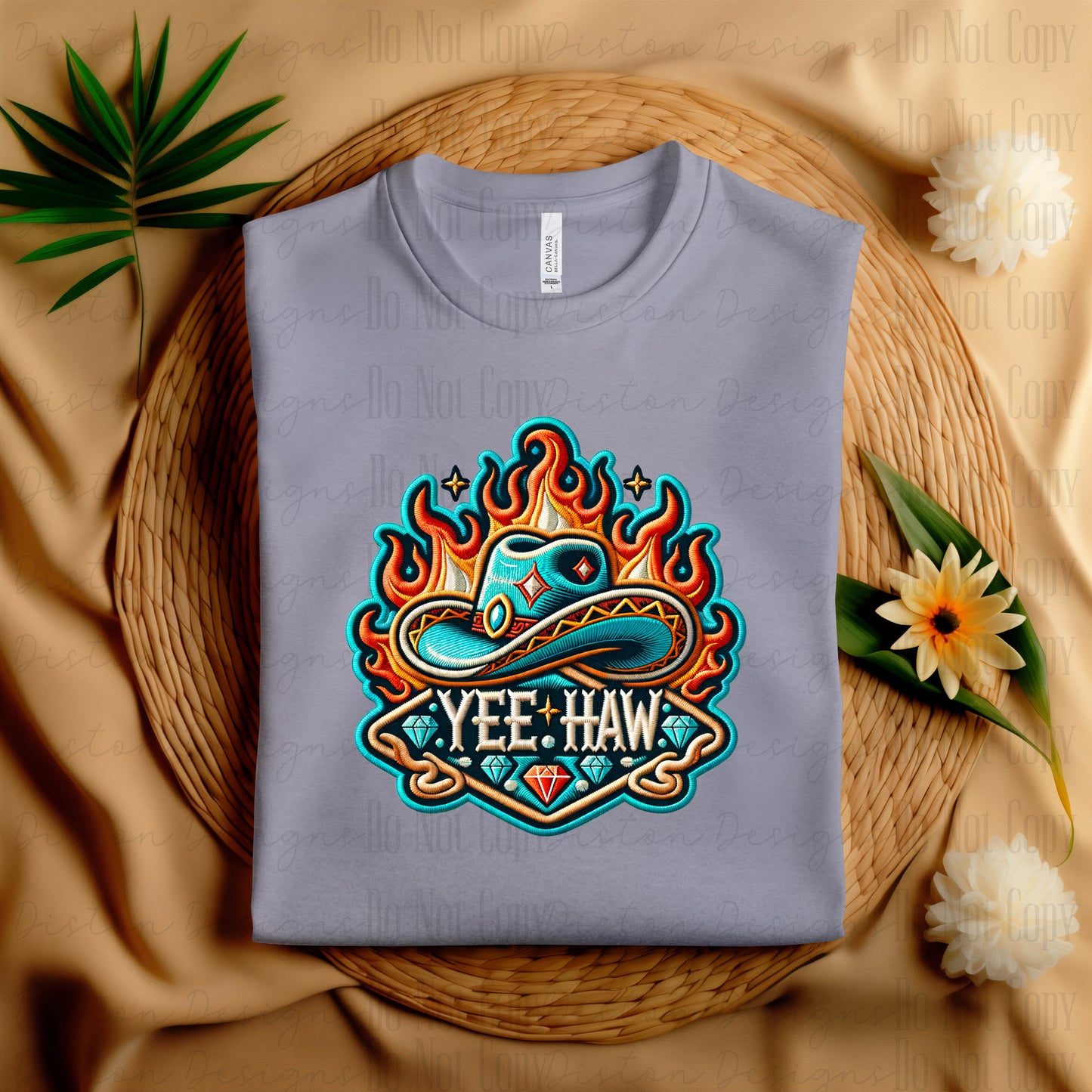 Yee-Haw Cowboy Hat Flame T-Shirt