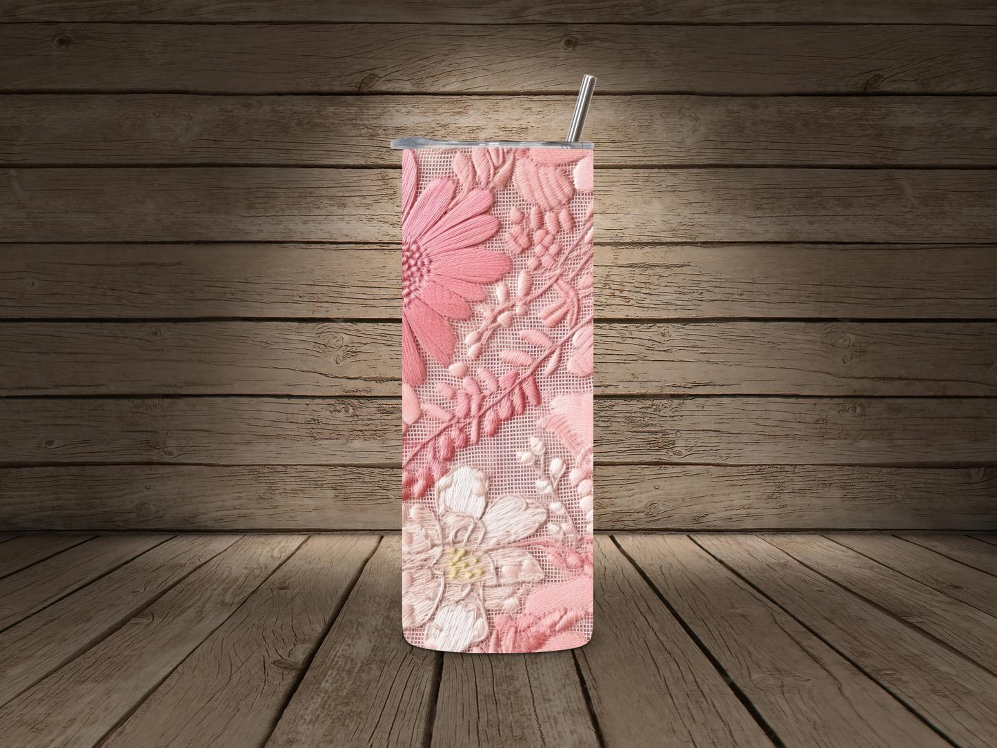 Pink Flowers 3D Tumbler: Sip in Style!