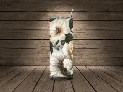 Magnolia Blooms 3D Tumbler: Sip in Style!