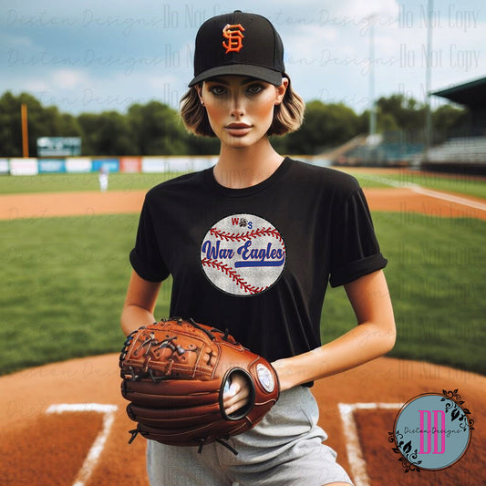 Custom Faux Glitter Baseball Team T-Shirt