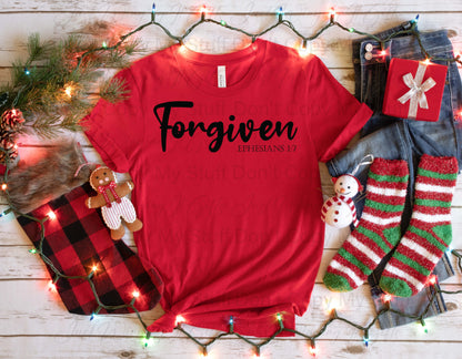 Red Forgiven Women's Graphic T-shirt, Bible Verse Tee