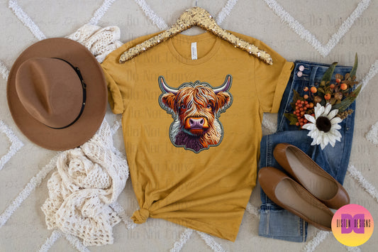 Rustic Highland Cow Tee