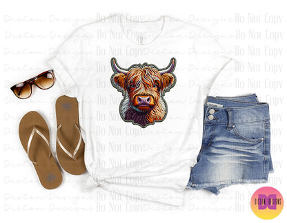 Rustic Highland Cow Tee