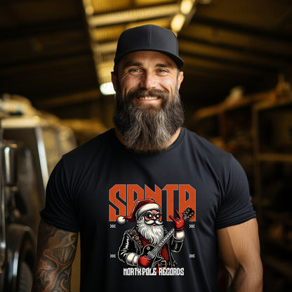 Santa North Pole Records Rock T-shirt or Crew