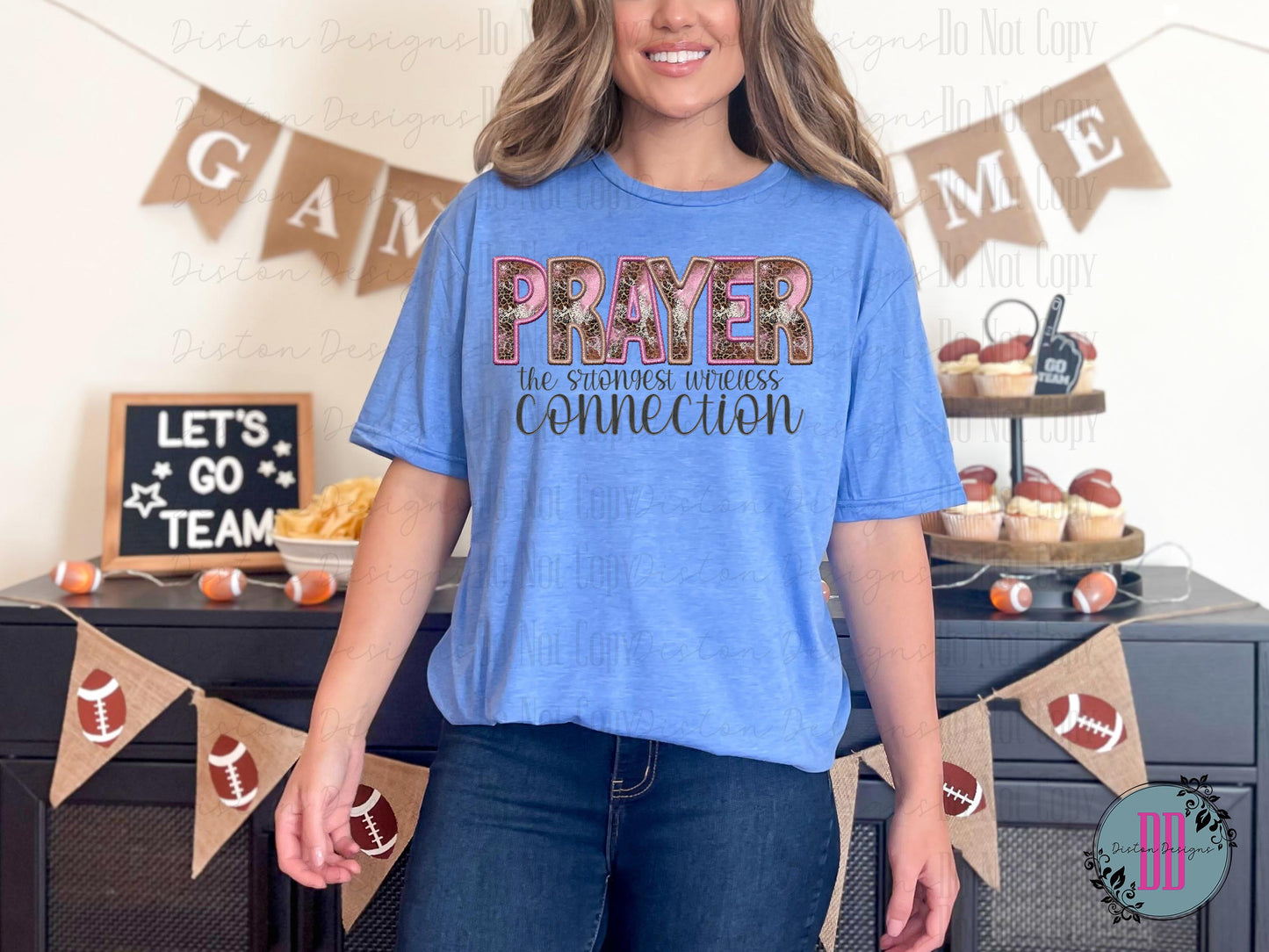 Prayer Connection Shirt: Western-Style Pink Cowprint, Faux Embroidered Graphic, Gildan Soft Style for Women of Faith