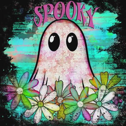 Spooky Floral Ghost | Cute Halloween Digital Design PNG