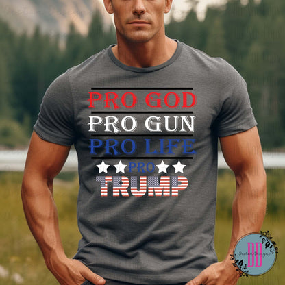 Pro Values Tee: God, Gun, Life, Trump Patriot Wear