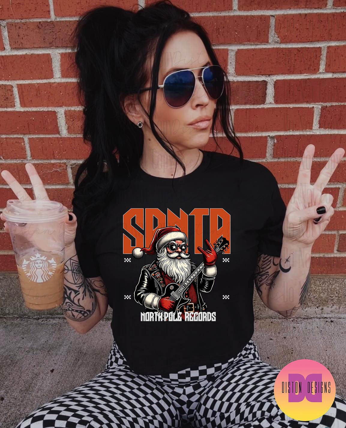 Santa North Pole Records Rock T-shirt or Crew