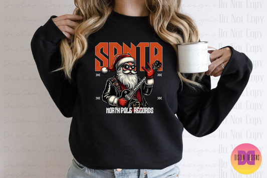 Santa North Pole Records Rock T-shirt or Crew